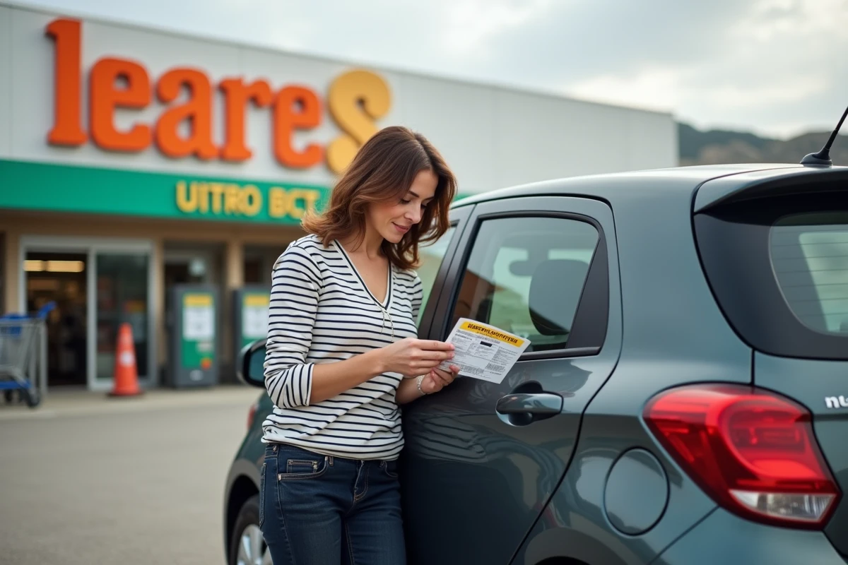 Une femme utilisant des bons de réduction et une carte de fidélité pour économiser sur l'essence dans une station supermarché à Marseille