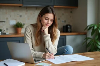 Jeune femme concentrée à étudier le permis de conduire français