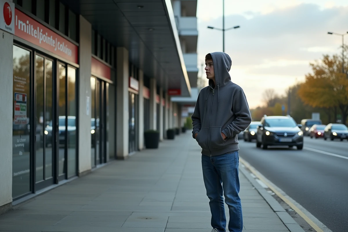 Jeune homme regardant un panneau de formation à l