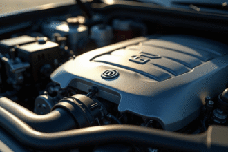 Moteur de voiture moderne avec logo visible