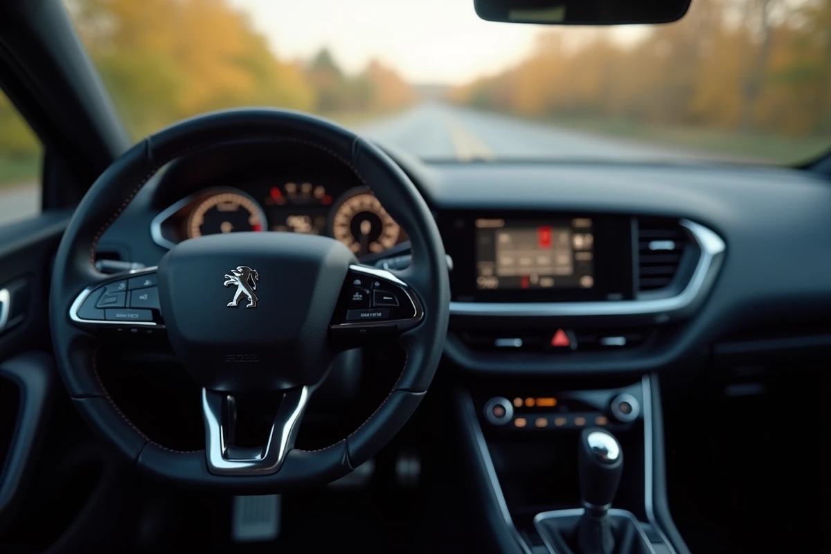 Intérieur de la Peugeot 308 avec i-Cockpit et tableau de bord numérique