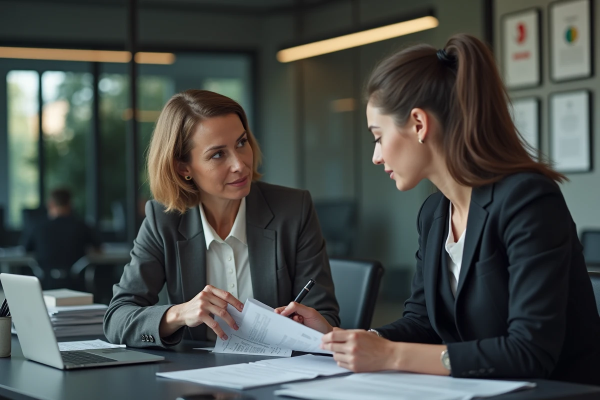 Femme professionnelle explique options d