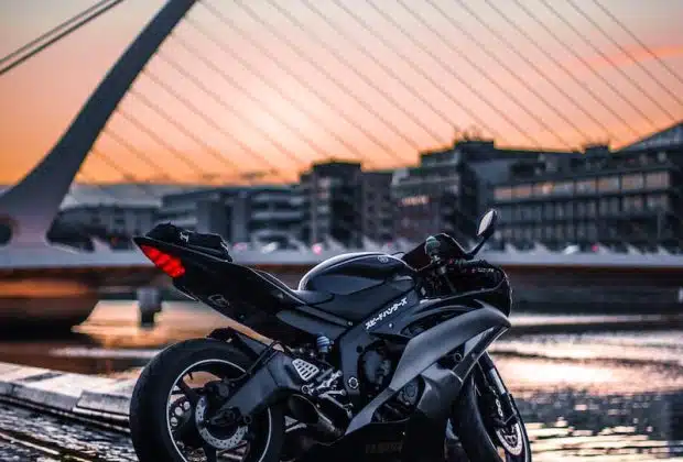 black sports bike at daytime