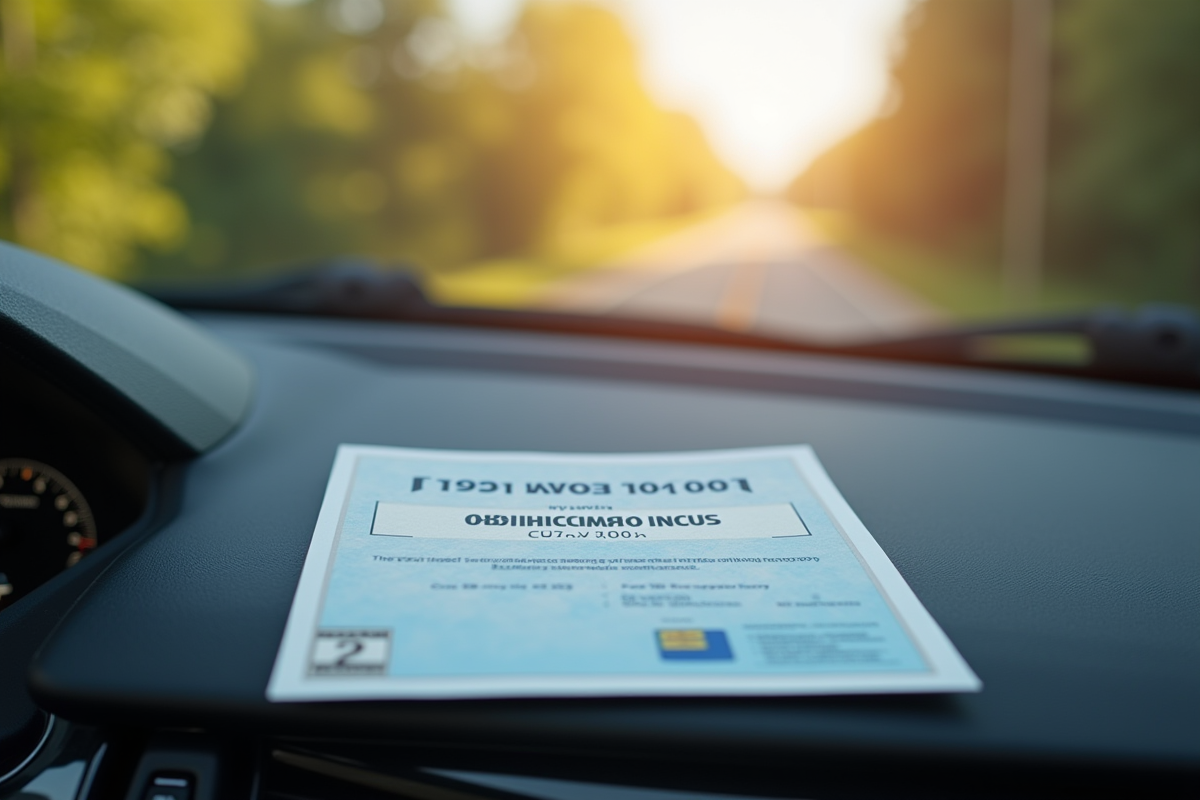 Tableau de bord avec certificat d assurance et permis pour l article