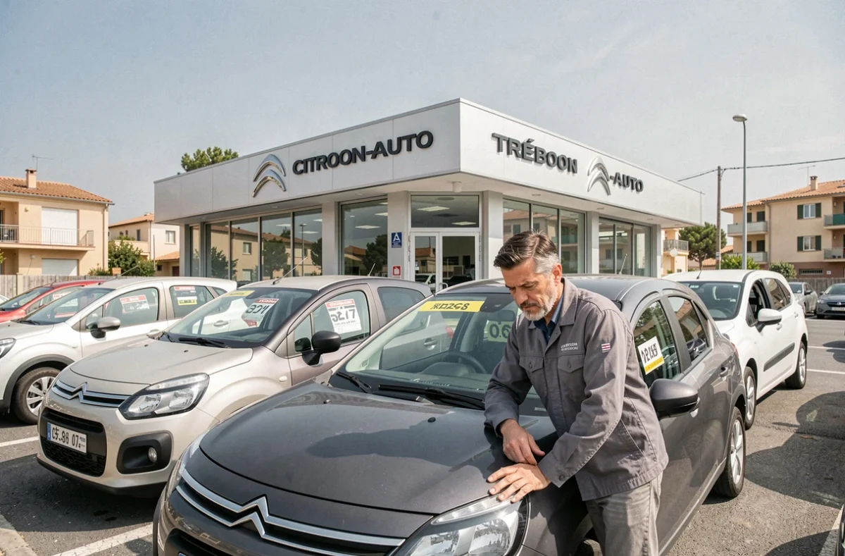 Concession Trébon-Auto Citroën avec une sélection de véhicules d'occasion sur le parvis